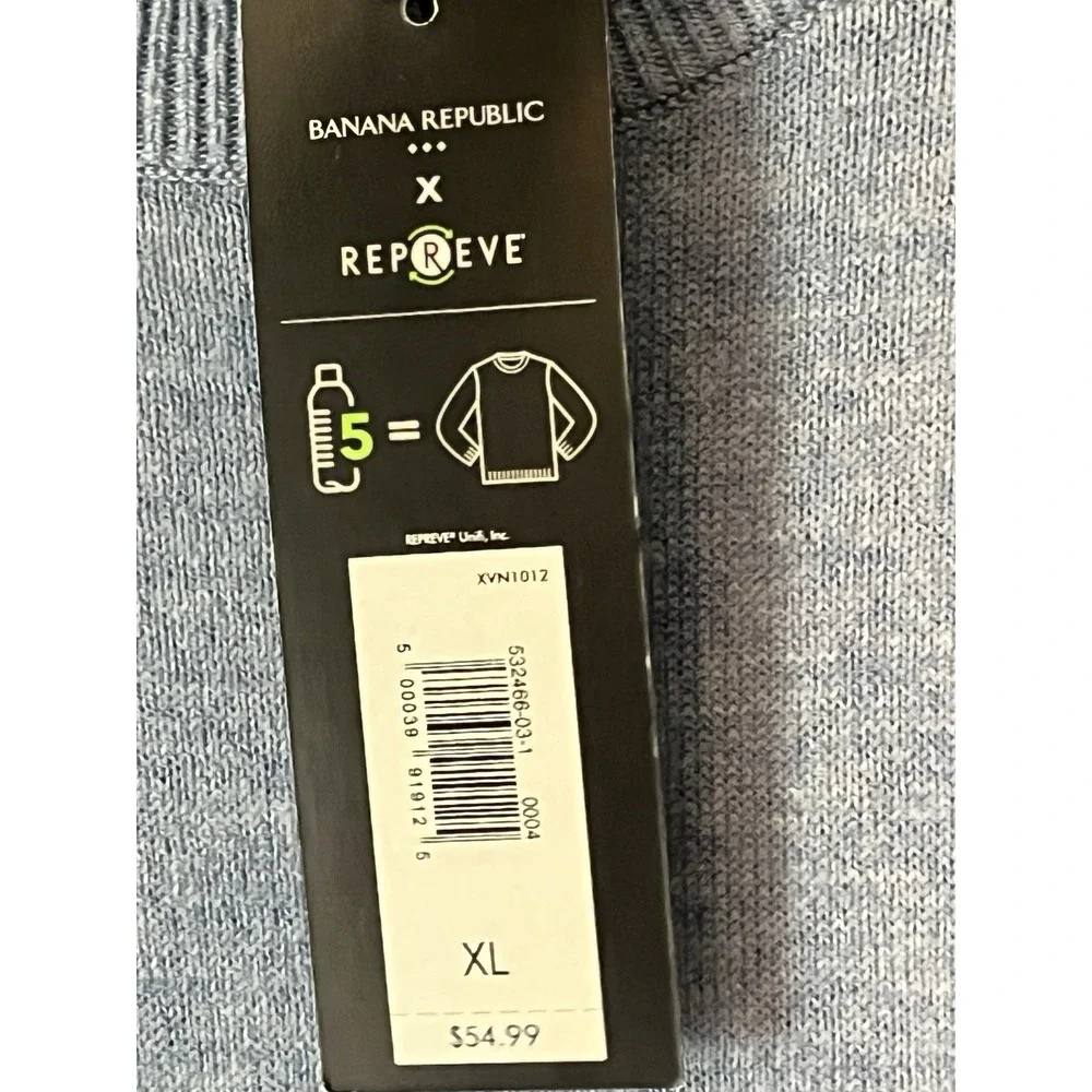 Banana Republic Factory Sweater Men's XL Eco‎ Repreve Recycled Pullover Blue NWT